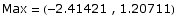 Max = ( -2.41421 , 1.20711)